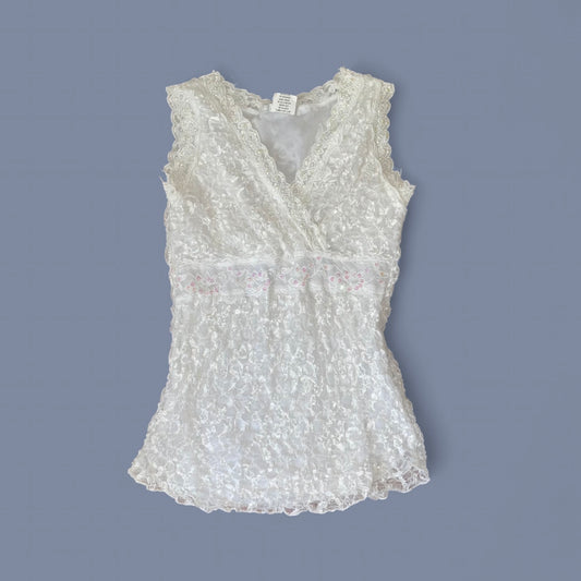 Vintage 00s White Lace Sequin Top
