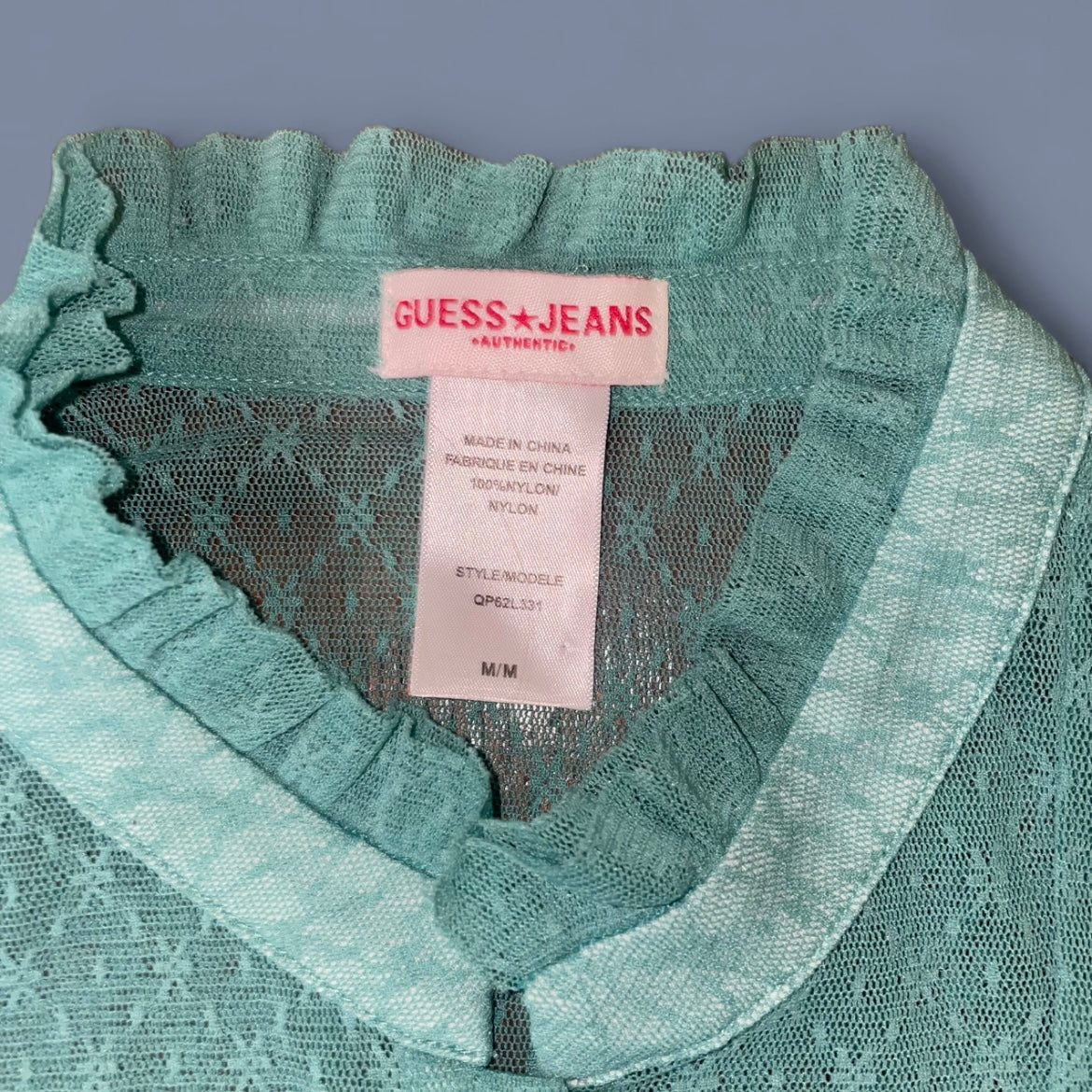 Vintage 00s Guess Turquoise Mesh Top