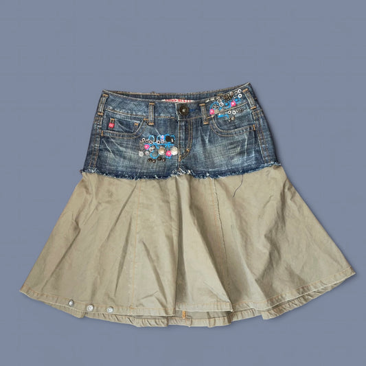 Vintage Miss Sixty Denim Beaded Midi Skirt