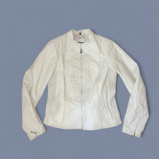 Harley-Davidson Cream Leather Moto Jacket