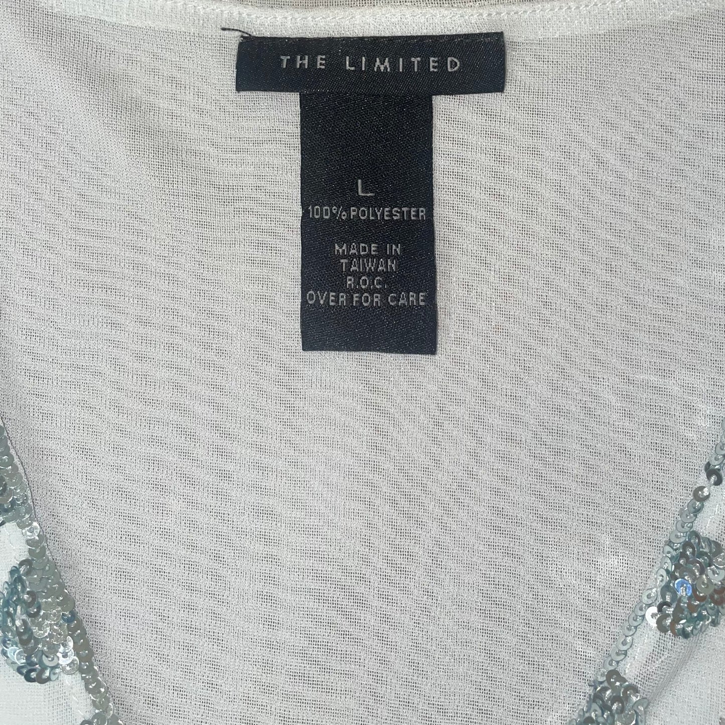 00s Baby Blue Sheer Sequin Wrap-style Top