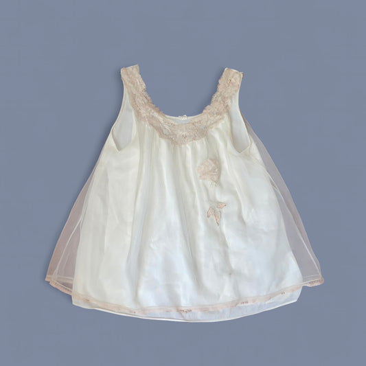 Vintage Cream Tulle Babydoll Top