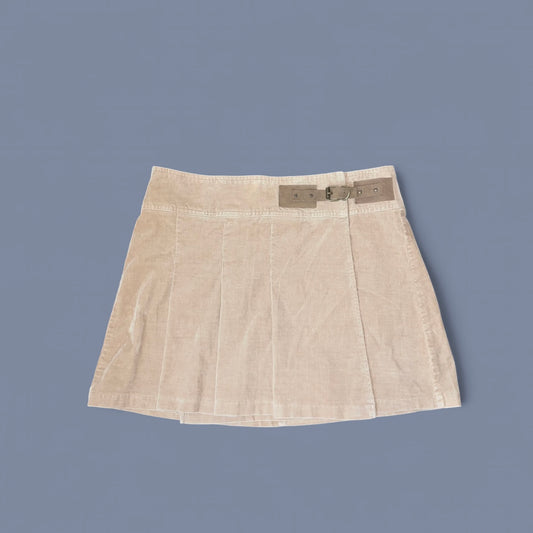 Vintage 00s Tan Corduroy Pleated Mini Skirt