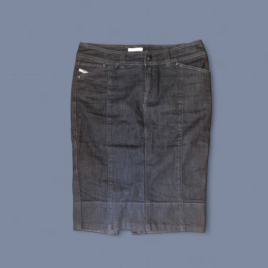 Vintage Diesel Black Denim Midi Skirt