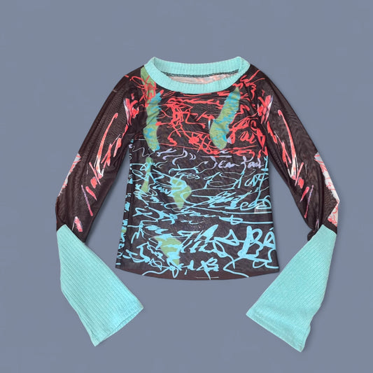 Graphic Mesh European-style Long Sleeve