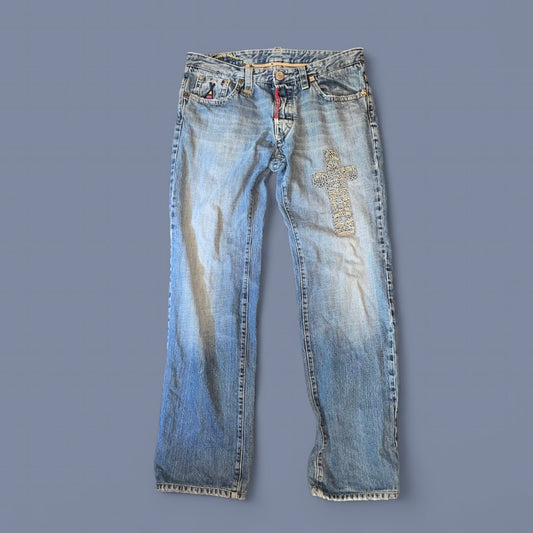 Vintage Dsquared2 Embellished Straight-Leg Jeans