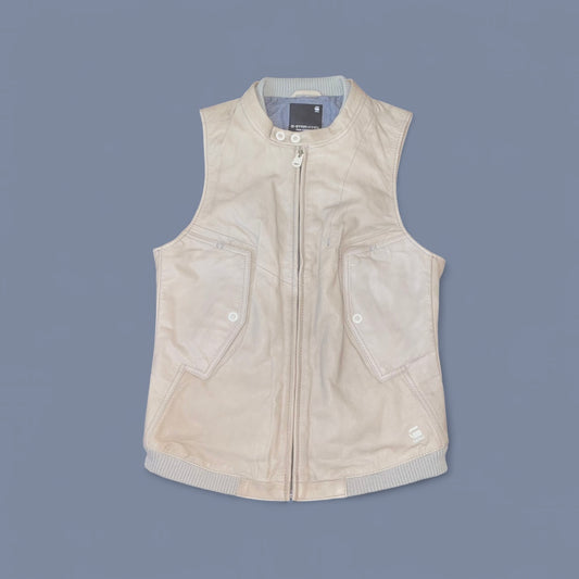 G-Star Tan Leather Utility Style Vest
