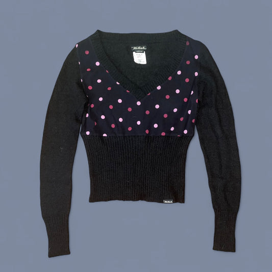 Vintage Miss Sixty Polka Dot Mesh and Knit Sweater