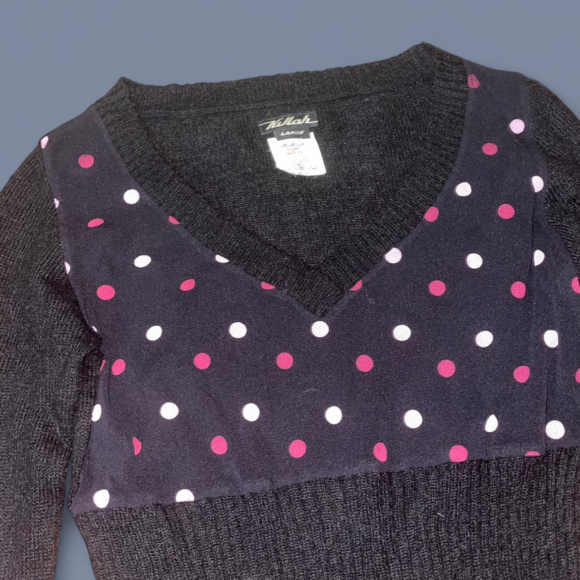 Vintage Miss Sixty Polka Dot Mesh and Knit Sweater
