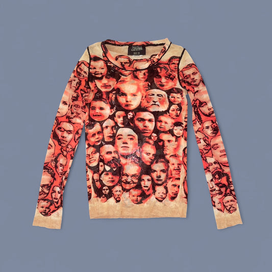 Jean Paul Gaultier Face Graphic Mesh Long Sleeve