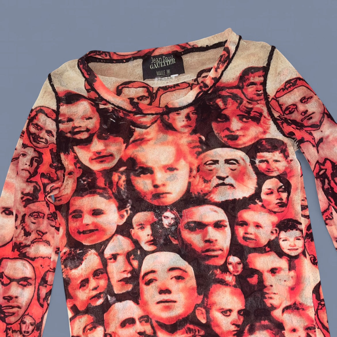 Jean Paul Gaultier Face Graphic Mesh Long Sleeve