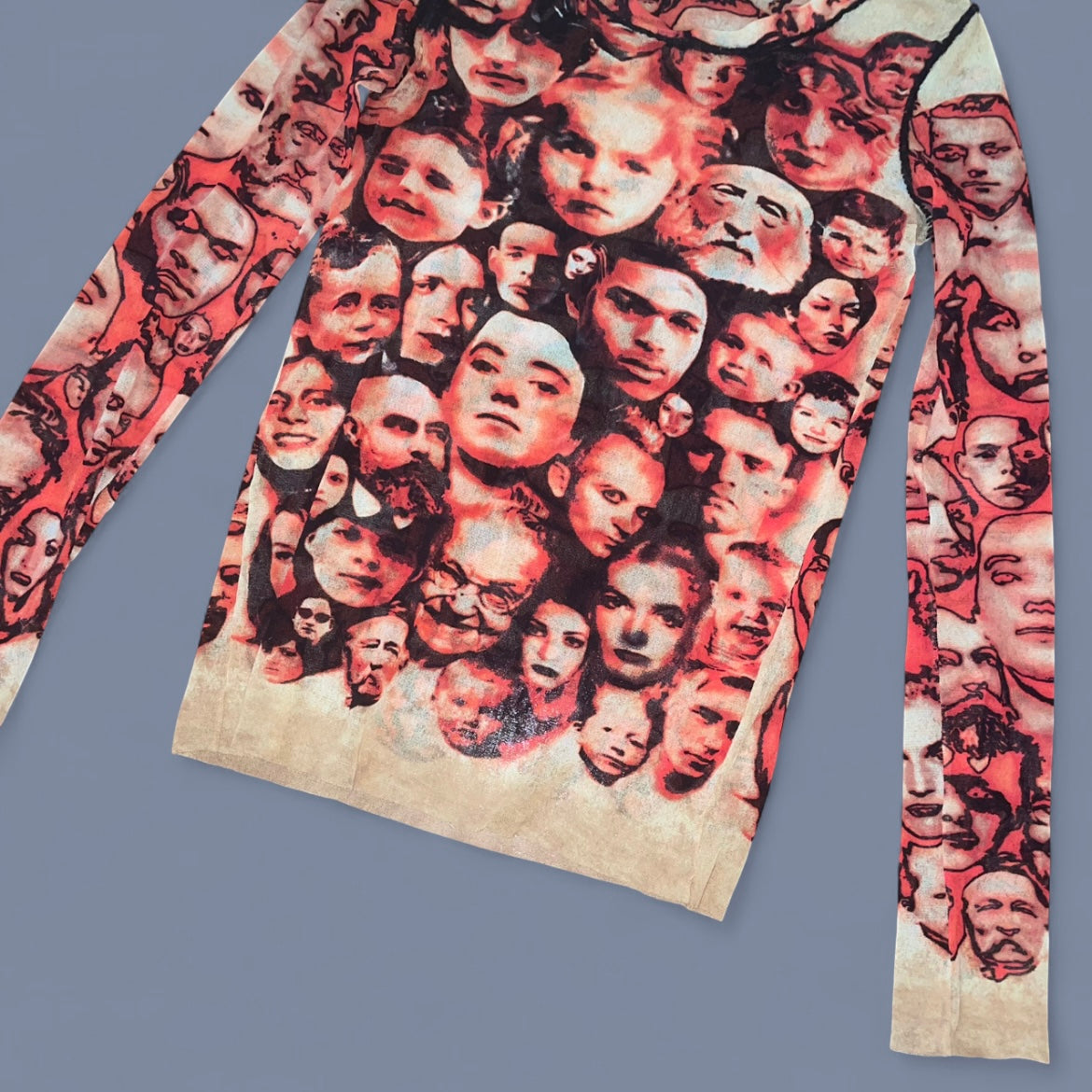 Jean Paul Gaultier Face Graphic Mesh Long Sleeve