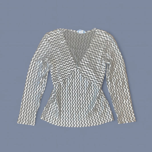 Vintage 00s Silver Pattern Mesh Long Sleeve