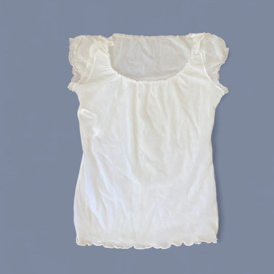 Vintage Sheer White Puff Sleeve Top