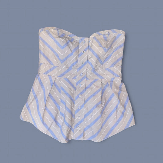 00s Gray Stripe Button Up Tube Top