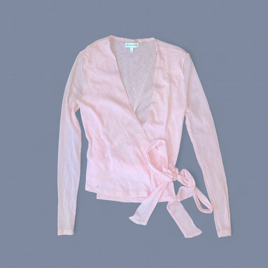 00s Baby Pink Mesh Wrap-style Top