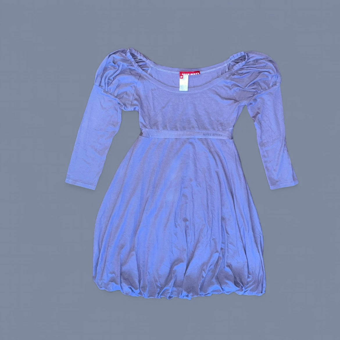 sachin and babi light blue dress Miss Sixty knit dress long sleeve one shoulder main image 0