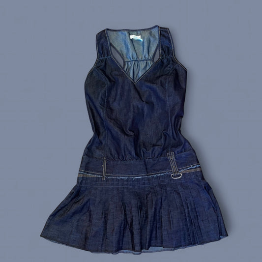 Vintage Diesel Dark Wash Denim Pleated Dress